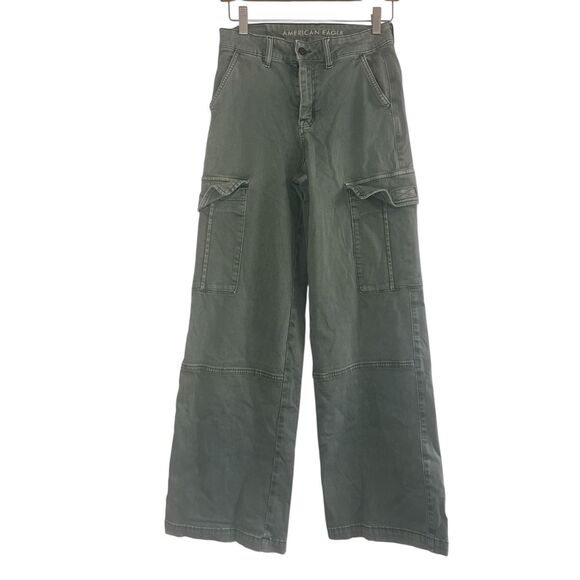 ✨AE Dreamy Drape Stretch Cargo Super High-Waisted Baggy Wide-Leg Sz 0 Pants✨ - Picture 6 of 9